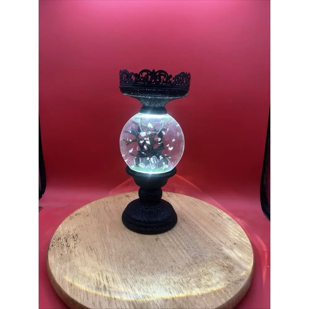Bath And Body Works Light Up Spooky Cemetery Water Globe Halloween Candle Holder